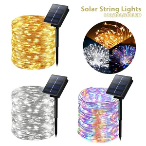 8-mode outdoor waterproof solar-powered copper wire light string: colored light (30 meters, 300 lights)