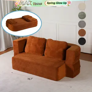 QAK 78.7" Flip-Flop Sofa Bed Converts Between Sofa and Bed Includes Plush Underblanket and Two Soft Large Pillows Ideal for Compact Living Spaces