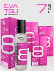 7 PCS 8 Second Keratin Biotin Silk Hydrating Hair Mask Spray Anti-Frizz Keratin Treatment for Dry, Damaged, Color-Treated Hair, Silky Smooth Glossy Finish Haircare Repair Hydrate Moisturizing 6.75 oz