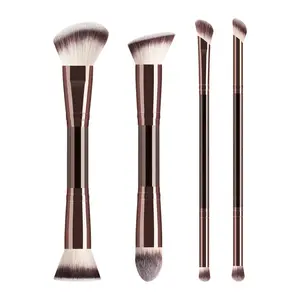 4-Piece Dual-Ended Makeup Brush Set, 8-In-1 Soft Synthetic Fiber Bristles, Ideal for Foundation, Powder, Contour, Blush, Eye Shadow, Concealer