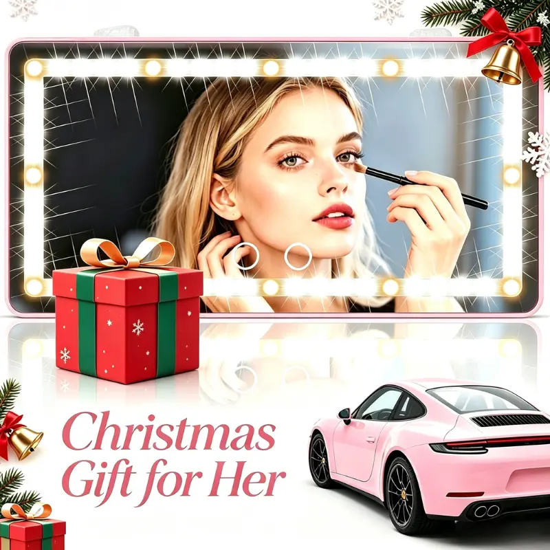 Joytutus Car Sun Visor LED Vanity Mirror - 60 Dimmable Touch Control Lights, Rechargeable, 50% Brighter, 60% More Energy Efficient, Universal Fit, Batteries Included, Vehicle Accessories, Girly Car Decor, Sun Visor LED Mirror Signs