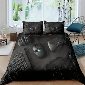Modern Game Controller Print Duvet Cover Set, 3-Piece Bedding Set, Fashionable Comfortable, Ideal Bedroom Decoration Choice
