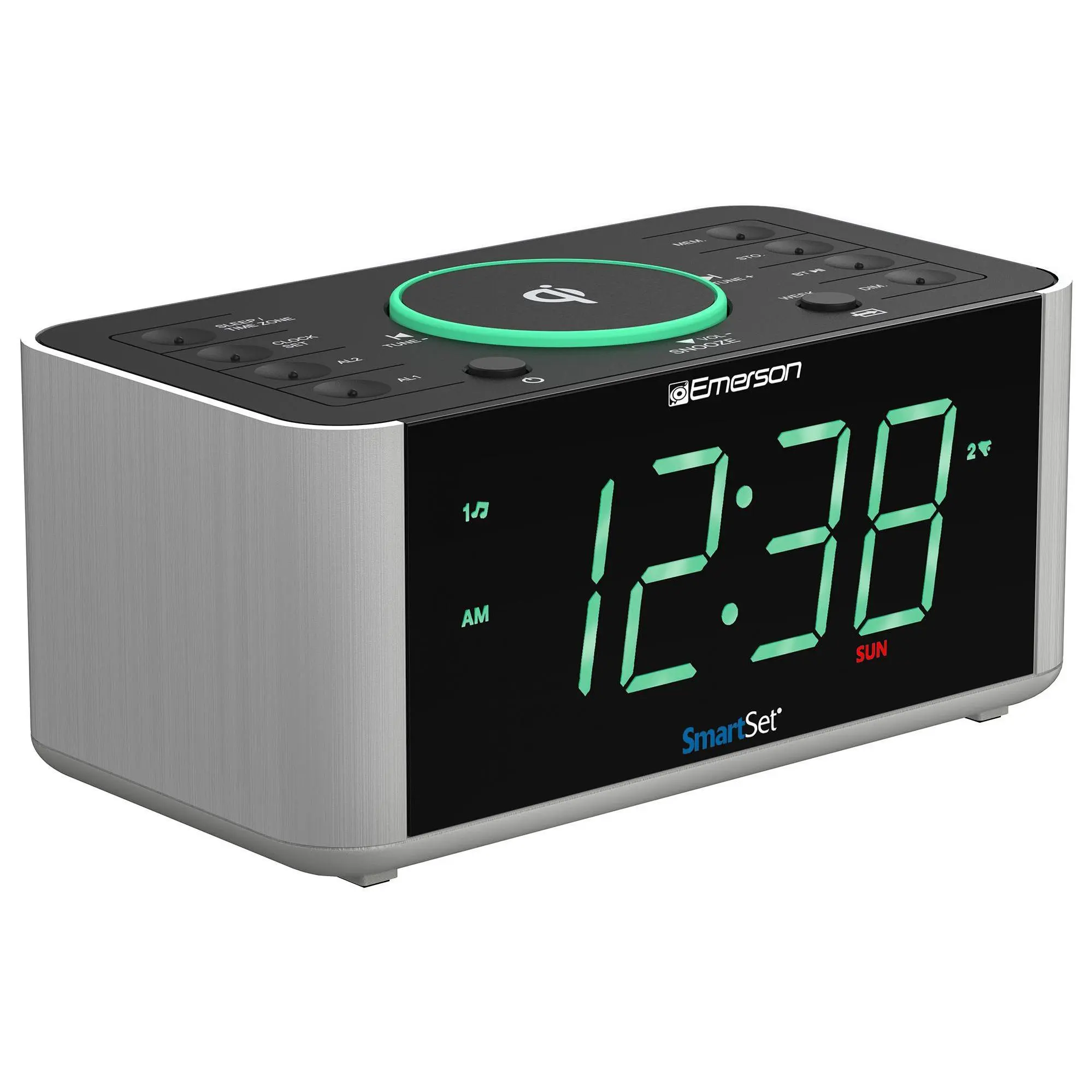 Emerson Alarm Clock Radio and Wireless Phone Ch arger Emerson Alarm Clock Radio and Wireless Phone Ch arger