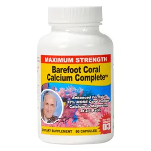 Barefoot Coral Calcium Complete 90 Capsules - Coral Calcium 1500mg Capsules - Bone Health - 72 Trace Minerals, Calcium, Magnesium & Vitamin D3 - Developed by Bob Barefoot