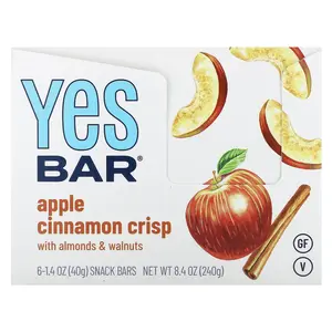 Yes Bar Snack Bar, Apple Cinnamon Crisp, 6 Bars, 1.4 oz (40 g) Each
