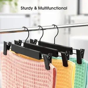 10-Pack Clothes Hangers with 360° Rotating Hooks, Adjustable Clips, Space-Saving Rack for Pants, Coats, Jeans, Non-Slip, Space-Efficient