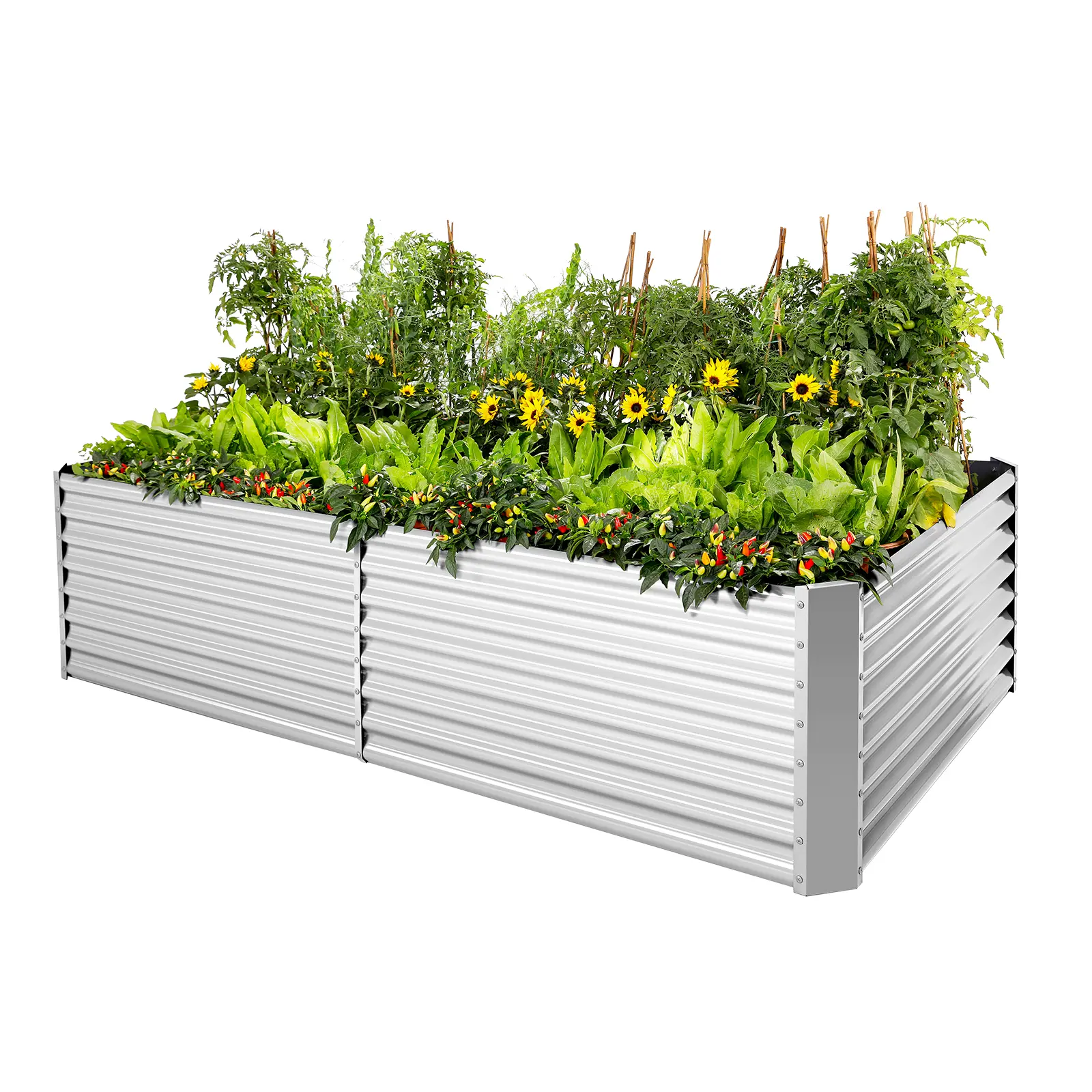 Land Guard 6×3×2 ft Galvanized Metal Raised Garden Bed, 2FT Deep Root Elevated Planter Box Steel Large Vegetable Flower Bed Kit