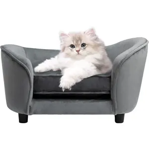 Hollypet Pet Sofa Couch, Pet Sofa for Cats and Small Dogs, Cat Sleeping Bed, Ultra-Soft Snuggle Cat Sofa for Indoor Kitten, Luxury Mini Dog Couch Sofa Bed, Dark Gray Hollypet