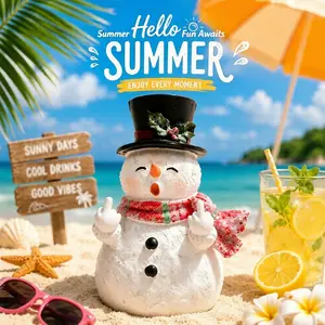 Hodao "JianJian" Resin Snowman Statue, 4th of July Independence Day Home Decor, Funny Summer Prank Figurine#FathersDay