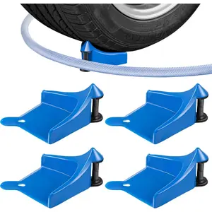 4 Pcs Car Hose Guide, Tire Hose Roller for Car Washing, Detailing Tire Hose Guide Preventing Pressure Washer Hose Stuck Under The Wheels, Plastic Wash Tool to Avoid Snagging(Blue)