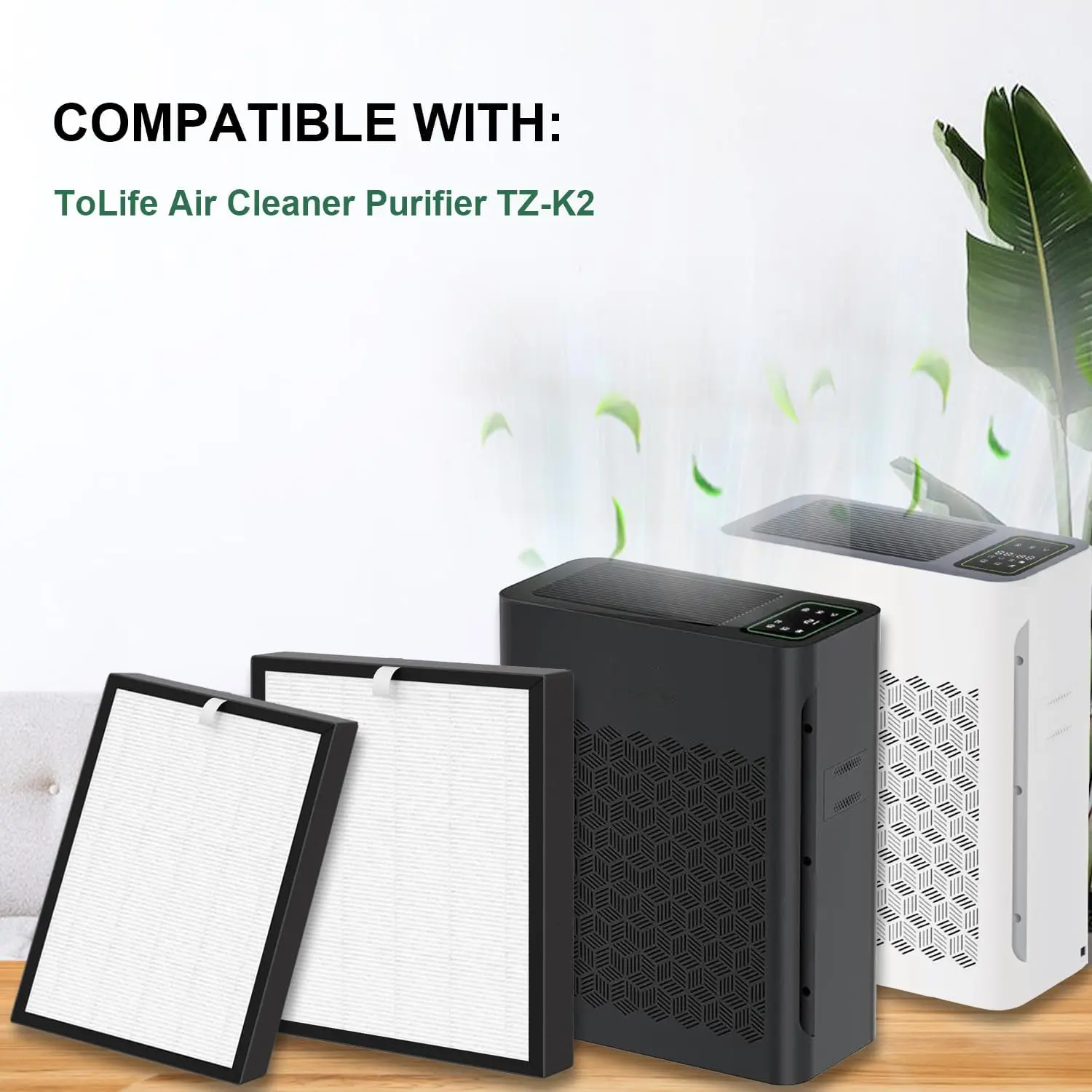 3-in-1 Triple Layer True HEPA Activated Carbon Filter Replacement, 11.8x10.8", Odor Removal, Compatible with ToLife Air Purifiers (TZ-K2, TZ-K2-A), 2 Pack