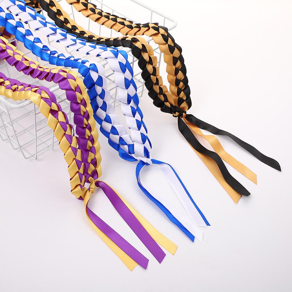 2026 Graduation Leis for Him Her - Hand-Woven Blue Braided Ribbon Lei with GRAD Letters & Cap Charm, Adjustable Graduation Money Lei with Safety Pins for Class of 2026 Graduation Ceremony Party Favors