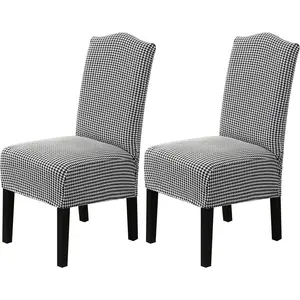 H.VERSAILTEX Chair Covers for Dining Room 2 Pack, Stretch Jacquard Dining Chair Cover Removable Washable Chair Protectors Cover for Kitchen, Home,Black and White