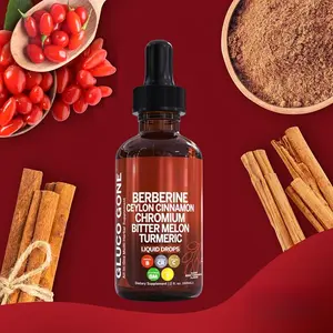 Berberine Ceylon Cinnamon Liquid Drops 30:1 Concentrated Herbal Supplement with Turmeric Ginseng for Blood Sugar Support Healthy Metabolism Energy Immune Antioxidant Wellness 2 Fl Oz Tincture