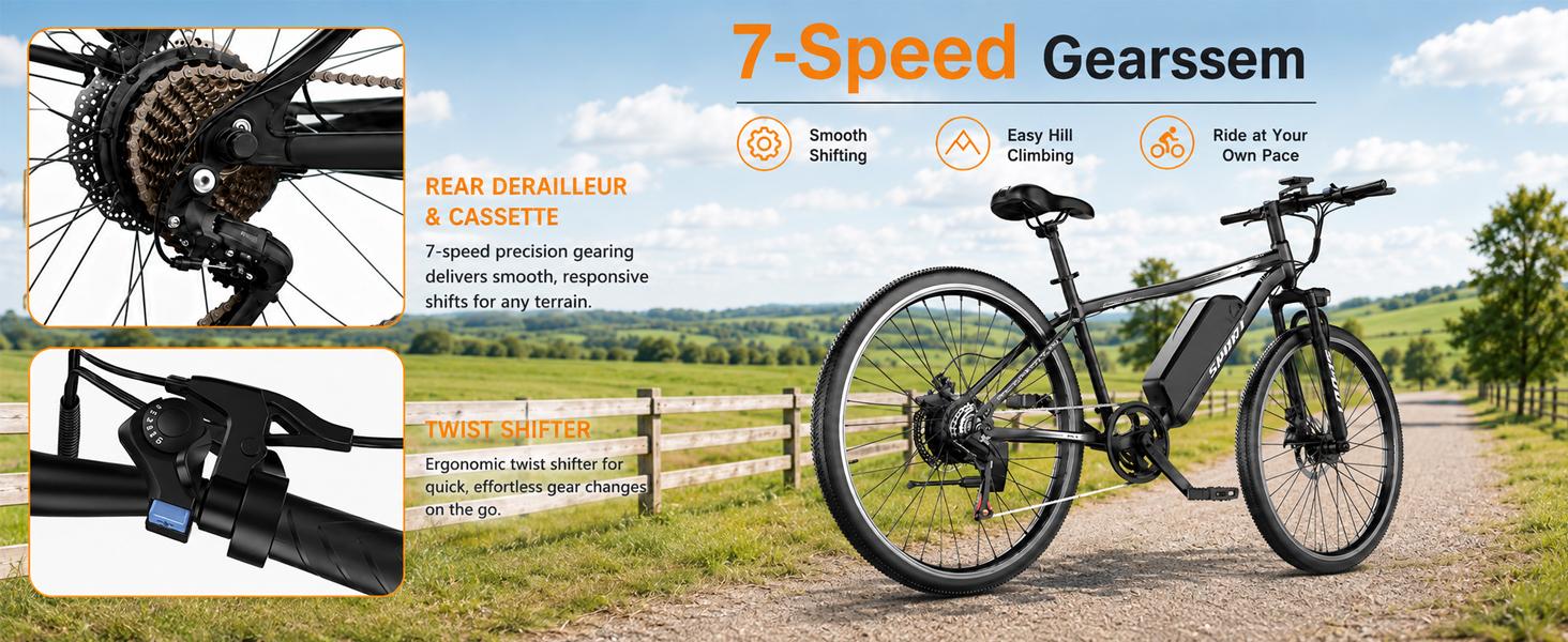 Electric Mountain Bike 26 Tires 1500W Motor 576Wh Removable Battery 25MPH Max Speed 65 mi Range UL2849 Certified Front Suspension Dual Brakes LED Lights