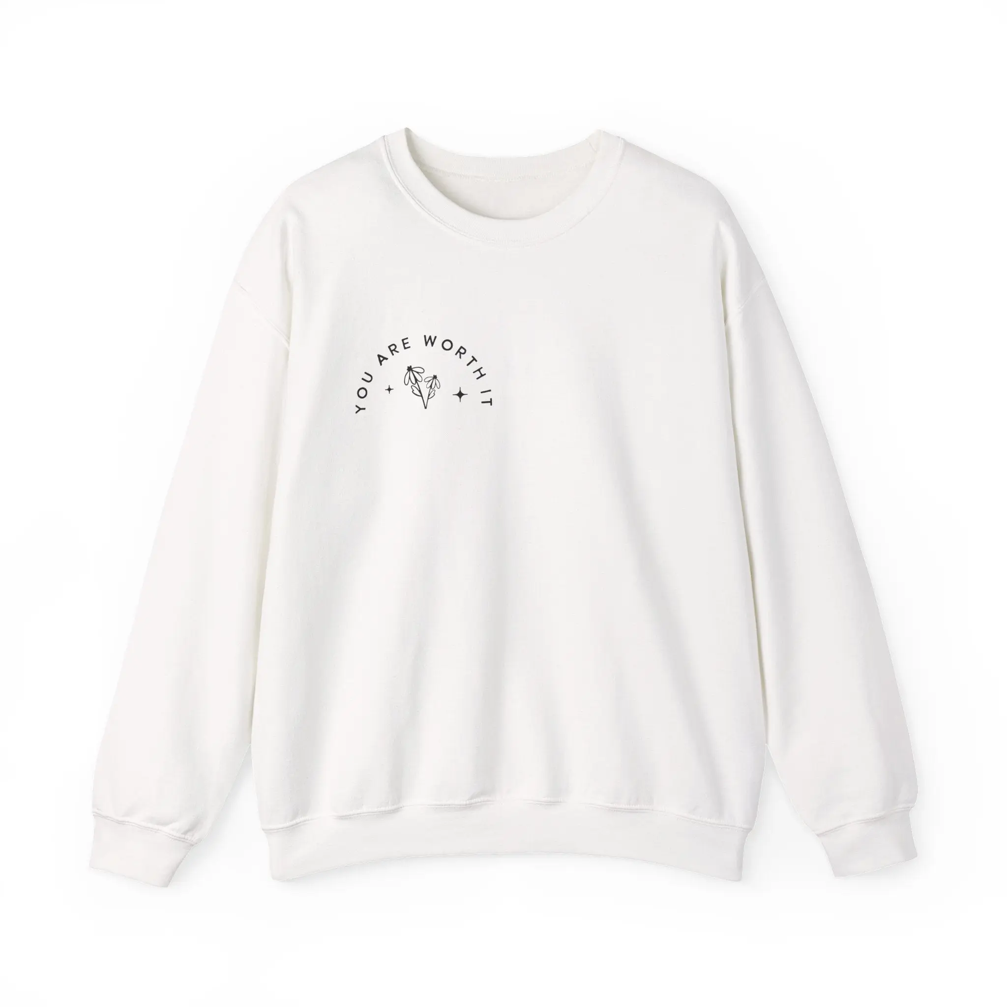 Crewneck Sweatshirt — "You Are Worthy" Floral Affirmation Sweatshirt
