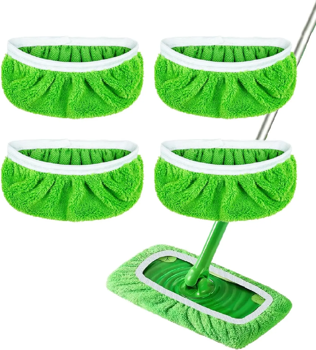 4-Pack Absorbent, Reusable Microfiber Mop Pads - 10-12 in, Wet & Dry, Washable Replacement Refills for Indoor Household Electric Mop Heads