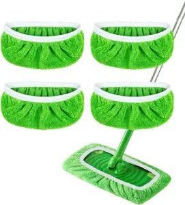4 Pack Reusable Microfiber Mop Pads for Swiffer Sweeper - Wet & Dry Cleaning Cloths - Mop Head Replacement Washable Refills for Household Floors