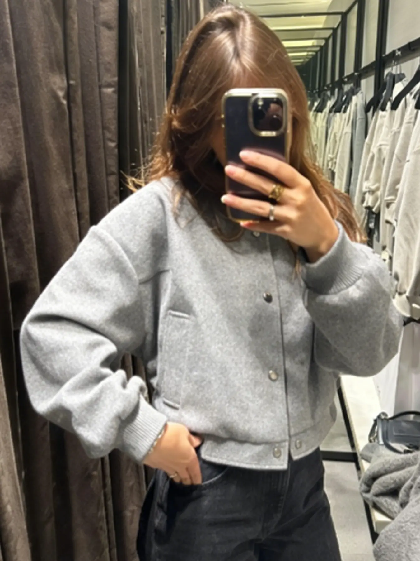 New Arrival Crop Oversized Jackets Coats for Lady, Women's Jacket Demi-Season 2026 Basic Retro Chic O-Neck Long Sleeve Outerwears Casual Fashion Outerwear Wool Blend Bomber Jacket Casual Fleece Baseball Jacket Womenswear