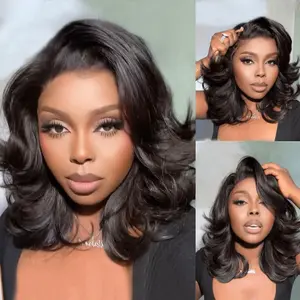 Megalook Bob Wig 13x4 HD Lace Frontal Invisible Knots Short Body Wave Bob Wigs With Natural Hairline (Didn't Cut Lace)