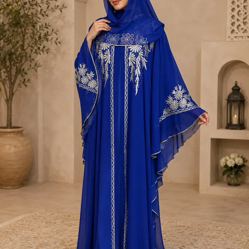 #25 Modest Abaya, Dubai Luxury 1-Piece Butterfly Design, Elegant Islamic Clothing with Embroidered Abaya Style