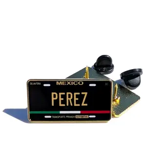 Perez Car Plate Pin For Caps Clothing Enamel Badge  Pin Perez Pin Mexican Pin