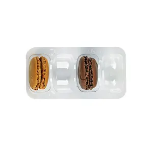 212 MAIN Grease-Resistant Recyclable Macaron Inserts with Clip Closure - 5x2x1 in. Plastic Containers for Dog & Cat Feeding Supplies