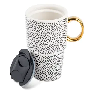 Stoneware Dot 17oz Travel Mug