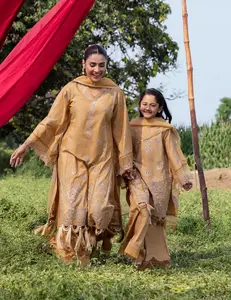 Taaron Jaisi by Mona – Matching Mother Daughter Mustard Shararah Outfits – TJM2