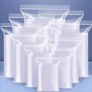100pcs 0.16mm Thick Plastic Zipper Bags, Reusable Transparent Jewelry Shoe Storage, Vacuum Food Bag, Durable PVC Organizer