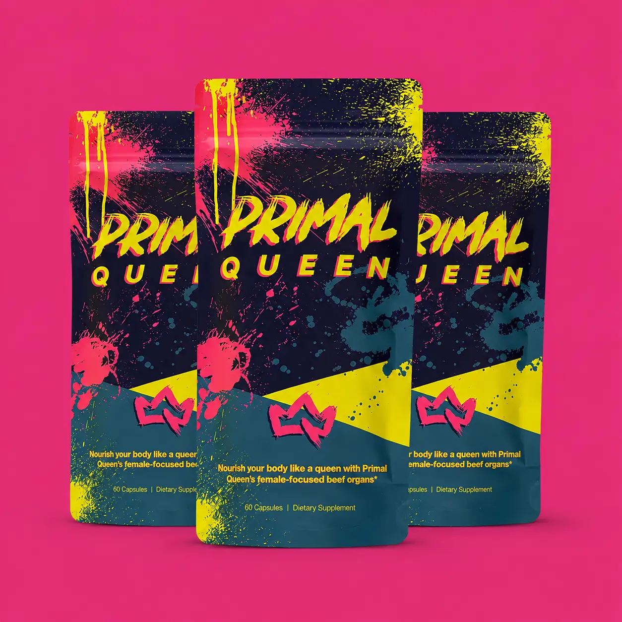 [3-Pack ] Primal Queen Daily Wellness Supplement for Women - Grass-Fed, Natural Energy Support