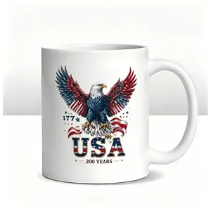 Independence Day Souvenir Ceramic Mug Gift Cup for 250th Founding Anniversary Universal Gift Suitable for All Ages Ideal for Breakfast and Tea