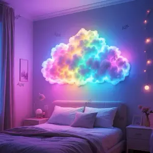 3D Big Cloud Light Kit - Music Sync, RGB Multicolor Changing, DIY Decorative Strip Lights for Gaming Room, Home, Bedroom, Party Decor with Colorful Ambient Illumination