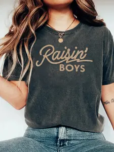 Comfort Colors Raising Boys Fitted Shirt, Trendy Casual 90s Boy Mom Tee, Mom's Life Quotes Tee, Cool Mom Graphic Tee, Gift for Her, For Woman Gift For Women, Top