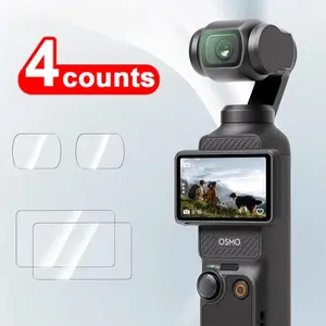 Tempered Glass Screen Protector & Lens Protector, 4 Counts Full Coverage Screen Protector & Lens Protector, Wearable Accessories for DJI Osmo Pocket 3, Photography Camera Accessories