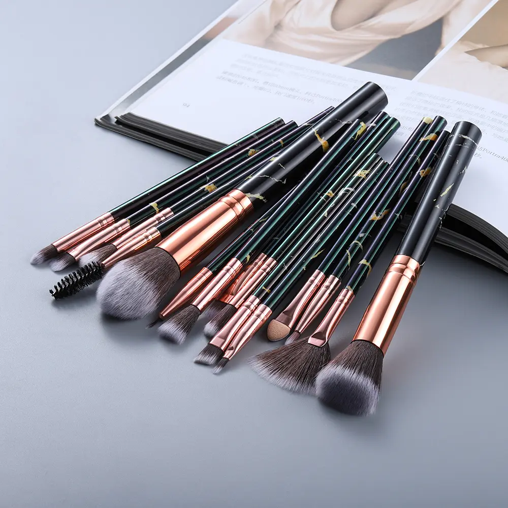 LOST MY MARBLES 15-piece Marbled Makeup Brush Set