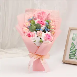 Handmade Crochet Rose Bouquet, Wool Knitted Artificial Flowers, Faux Flowers, Christmas Valentine's Day Mother's Day Gift, Birthday Present for Girlfriend Family