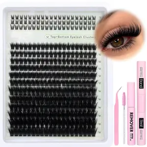 300pcs Mixed Eyelash Clusters Set, D Curl Wispy Spiky Lashes, Volumized False Eyelashes, Natural Lash Clusters, Professional Home Use, Includes Glue & Tweezers, Ideal for Beginners