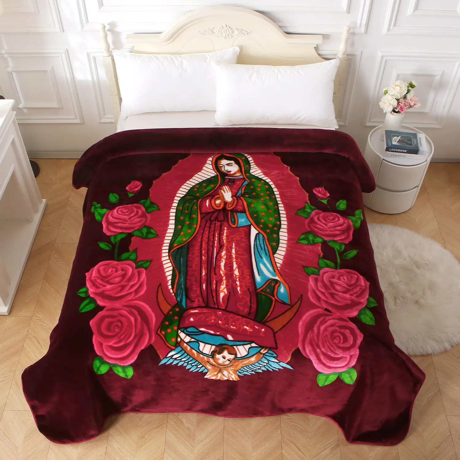 8 lbs Soft Warm Polyester 1-Ply Embossed Blanket, Modern Print, Hand Wash Ideal for Autumn-Winter Bedding & Linens, Soft Warm Blanket