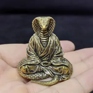 Handmade Meditation Snake God Statue, Brass Yoga Snake Sculpture, Mystical Zen Mystique Spiritual Decor for Home Office Altar Tea Ceremony Gift, Figurines