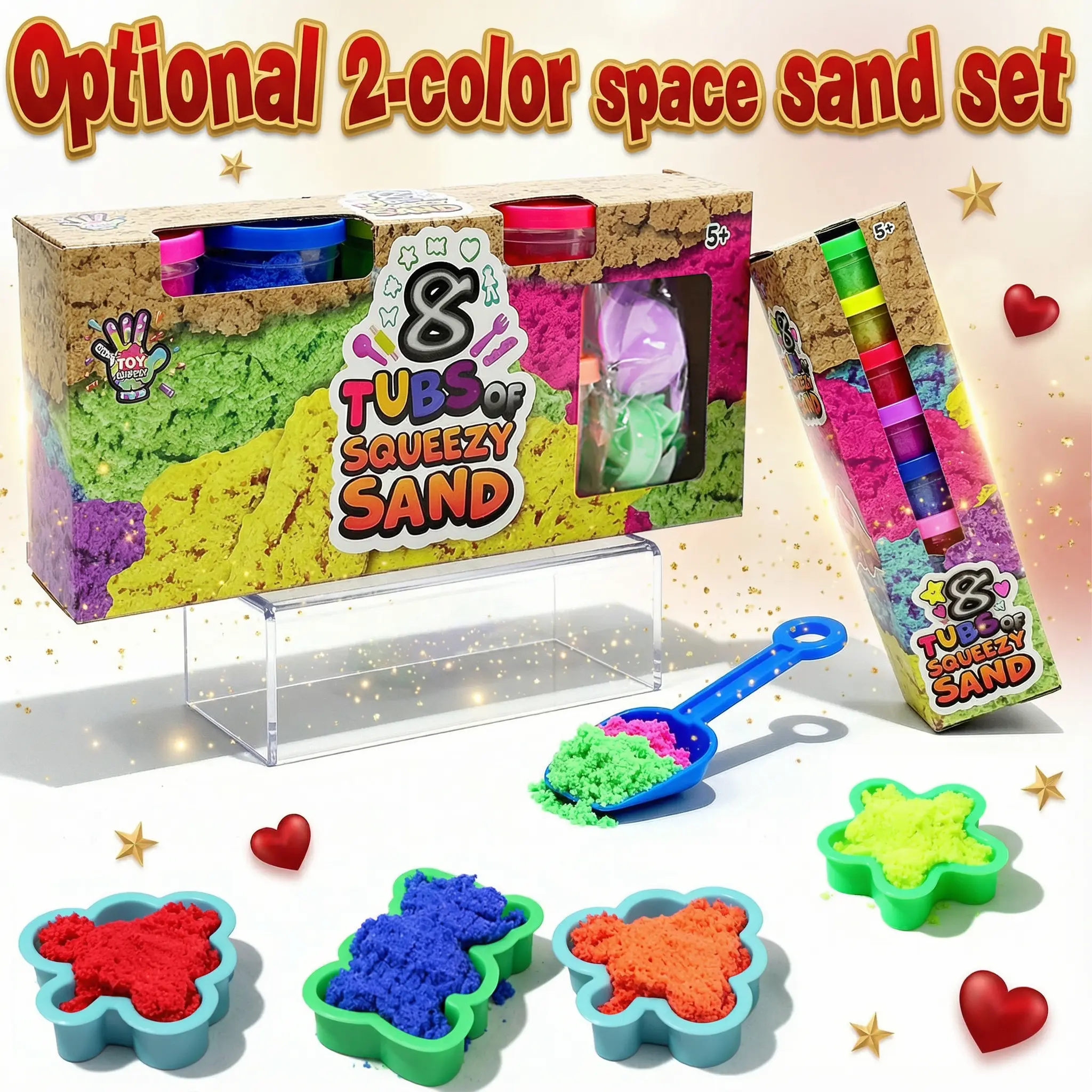 Kinetic Soft Sand Playset for Kids 6-8 Years - Colorful Sensory Toy with Large & Small Options, Mold & Shape Tools, Focus & Hands-On Fun Holiday Gift