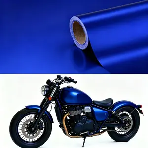 High Quality Matte Satin Metallic Chrome Blue Vinyl Wrap Satin Metallic Car Wrapping Sticker Film Bubble Free Auto Internal External Decal