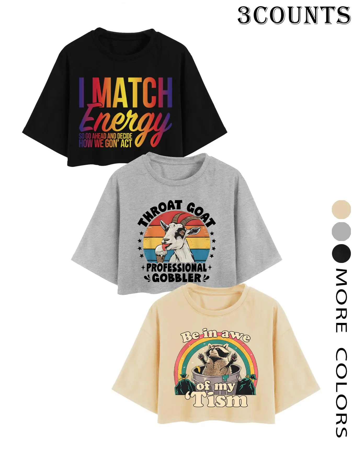 Women's Goat Print Round Neck Graphic Tee, Casual Streetwear Lightweight Fit Short Sleeve T-shirt for Summer, Ladies Clothes for Daily Wear