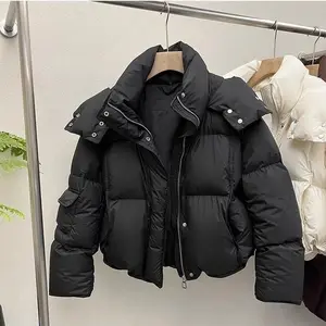Down Jacket for Women Winter 90 White Duck Hooded Warm Down Coats Casual Loose Short Thick New Fashion Lightweight Puffy Jacket Womenswear Tops