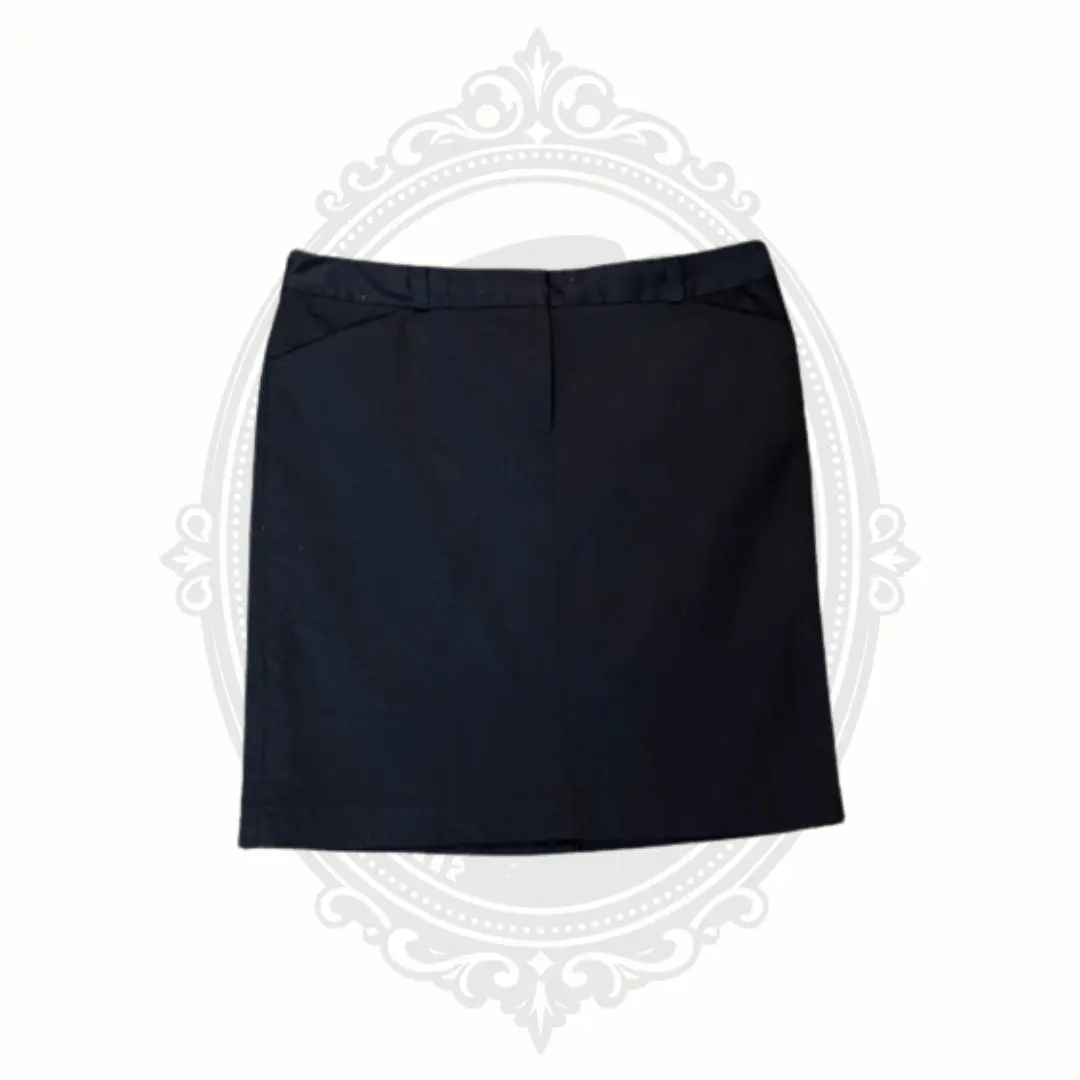 Women's Black Tailored Pencil Skirt, Cotton Blend Career Wear with Back Zipper, Fully Lined, Size 14, Polyester, Lady, Clothes, Business, Interviews, Spandex, Essential, Bottom, Elastane, Pencil Cut, Tailored Fit, Fitted, Basic