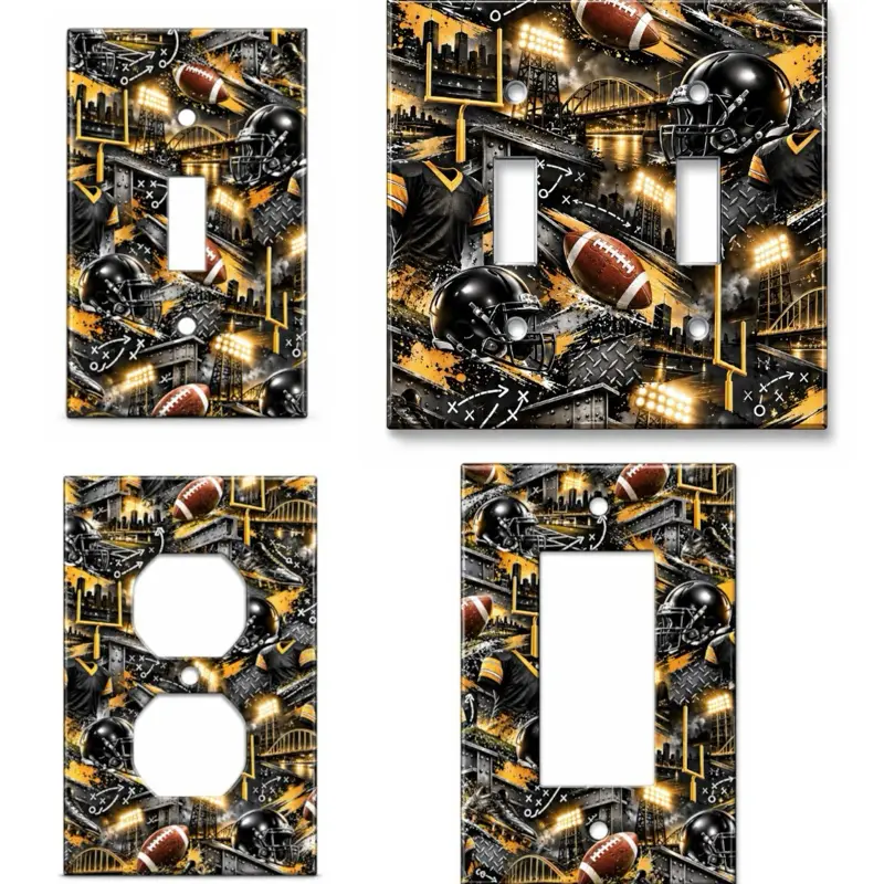 Pittsburgh Black Gold Football Light Switch Cover Sports Wall Plate Rocker GFCI Outlet Decor