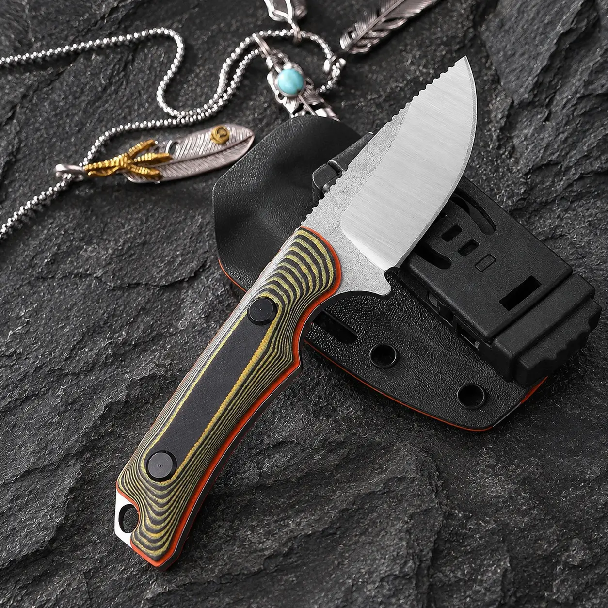 15017 Hidden Canyon Hunter Fixed Blade Knife - 2.79" 8Cr13MoV Steel Blade, Full Tang G10 Handle & Kydex Sheath for Outdoor, Survival & EDC，Premium Quality Small Knife, Men's Gift