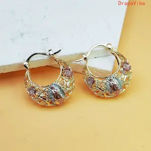 Vintage Carved Virgin Mary Earrings Hollow Creative Design Elegant Delicate Jewelry for Women Daily Wear