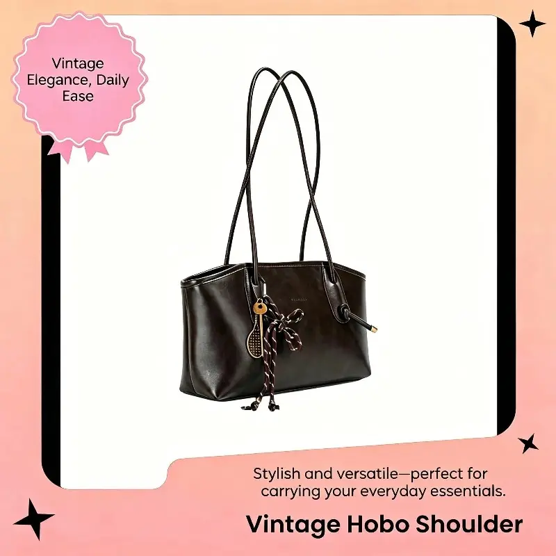 Women's premium vintage oil-wax leather hobo bag—a spacious, zippered shoulder bag suitable for both commuting and daily use (also ideal for vacations); a stylish everyday shoulder bag.