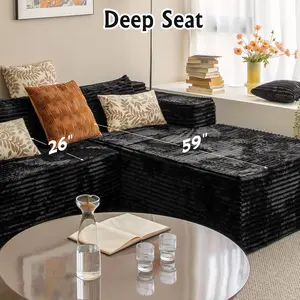 ModMood sectional couches for Living RoomCorduroy Couch, 104" Cloud Sectional Couchwith L-Shape Chaise, Modern Modular Sofa,Deep Seat Comfort, No AssemblyRequired(Plush Corduroy Fabric) L-Shaped Chenille Corner boneless